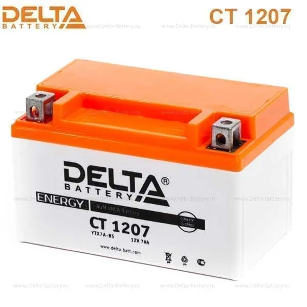 Аккумулятор DELTA 7 Ач 105 А (EN), прямая полярность, YTX7A