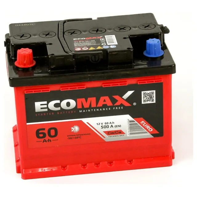 Аккумулятор EcoMax 60 Ач 500 А (EN), прямая полярность, LN2