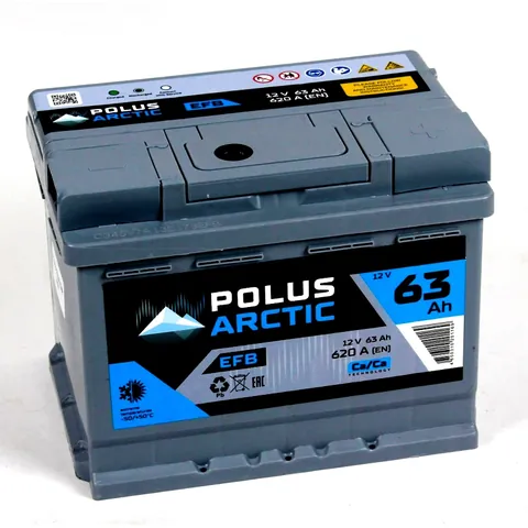 Аккумулятор POLUS Arctic EFB 63 Ач 620 А (EN), обратная полярность, LN2
