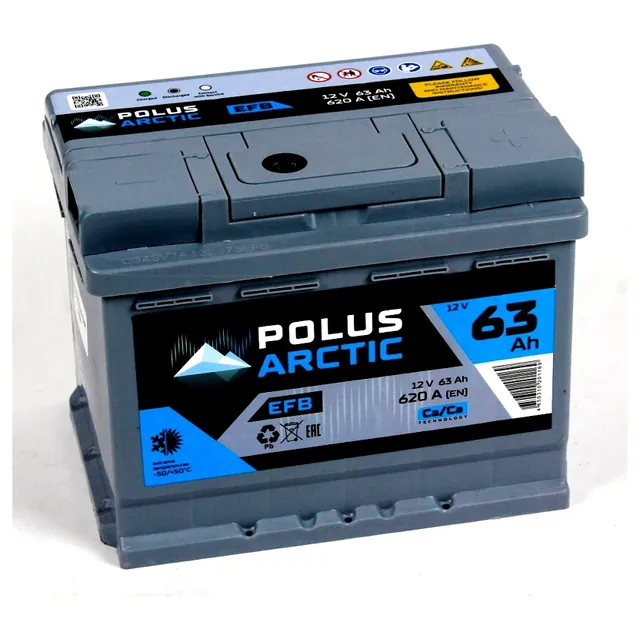 Аккумулятор POLUS Arctic EFB 63 Ач 620 А (EN), обратная полярность, LN2