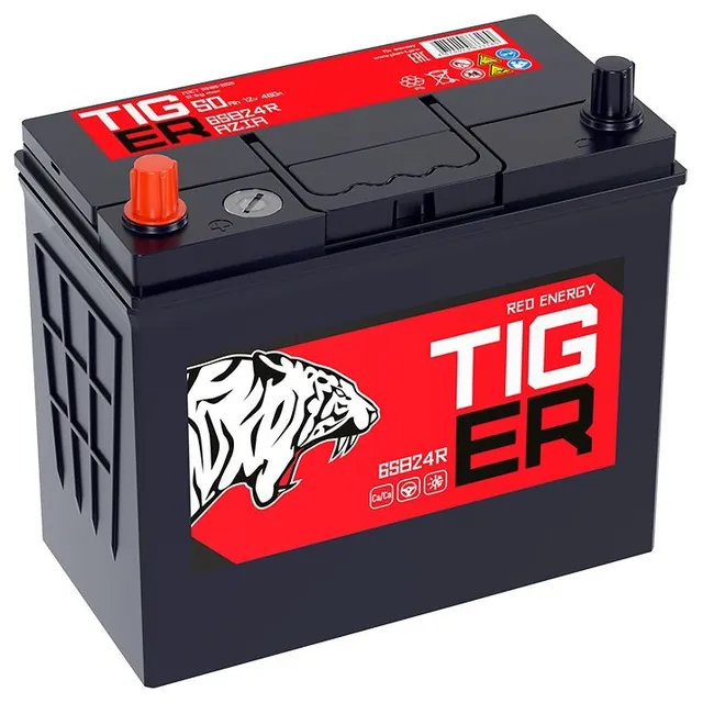 Аккумулятор TIGER Red Energy 65B24R 50 Ач 460 А (EN), прямая полярность