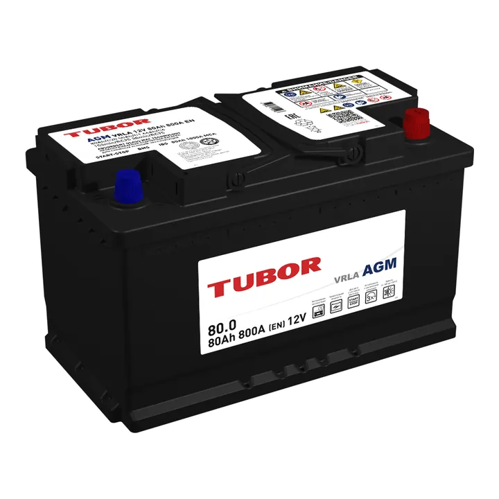 Аккумулятор TUBOR AGM 80 Ач 800 А (EN), обратная полярность, LN4