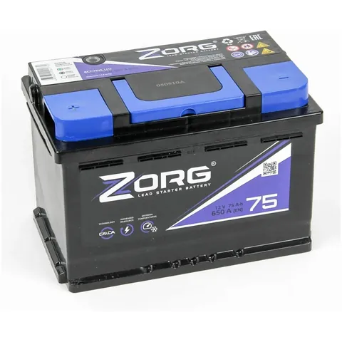 Аккумулятор ZORG 75 Ач 650 А (EN), обратная полярность, LN3